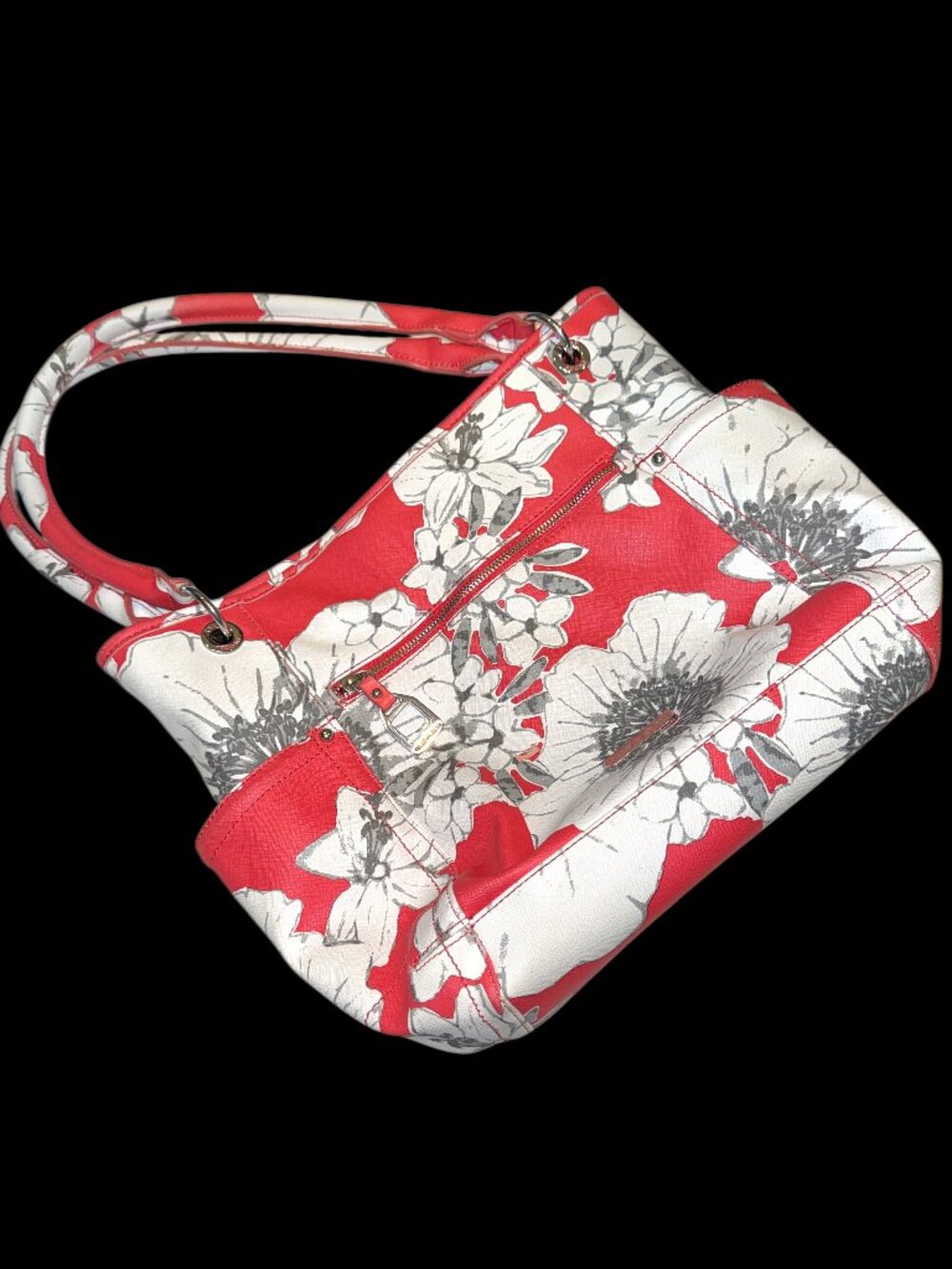 Tyler Rodan Summer Shoulder Bag Purse Floral in Coral and White